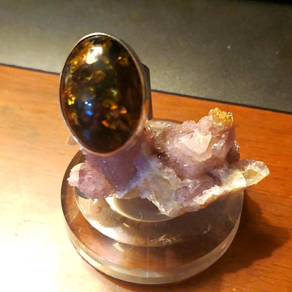 Hand Crafted Jewelry - Sterling Silver and Amber Ring